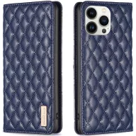   Oppo Find X5 Pro, Oldalra nyíló tok, stand, kártyatartóval, 3D rombusz minta, Wooze Pillow, kék