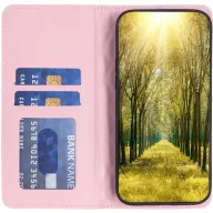   Oppo Find X5, Oldalra nyíló tok, stand, kártyatartóval, 3D rombusz minta, Wooze Pillow, rózsaszín