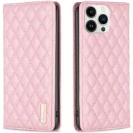   Realme 9i / Oppo A36 / A76 / A96 4G, Oldalra nyíló tok, stand, kártyatartóval, 3D rombusz minta, Wooze Pillow, rózsaszín
