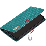   Realme 9i / Oppo A36 / A76 / A96 4G, Oldalra nyíló tok, stand, kártyatartóval, 3D rombusz minta, Wooze Pillow, zöld