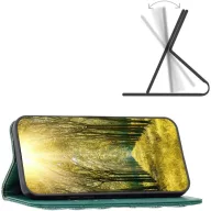   Realme 9i / Oppo A36 / A76 / A96 4G, Oldalra nyíló tok, stand, kártyatartóval, 3D rombusz minta, Wooze Pillow, zöld
