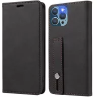   OnePlus 9R, Oldalra nyíló tok, stand, kártyatartóval, kézpánttal, Wooze Business Plus, fekete