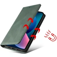   Huawei Honor 50 Lite / Nova 8i, Oldalra nyíló tok, stand, kártyatartóval, kézpánttal, Wooze Business Plus, sötétzöld