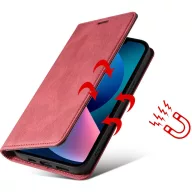   OnePlus 9, Oldalra nyíló tok, stand, kártyatartóval, kézpánttal, Wooze Business Plus, piros