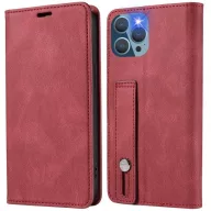   OnePlus 9R, Oldalra nyíló tok, stand, kártyatartóval, kézpánttal, Wooze Business Plus, piros