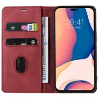   OnePlus 9R, Oldalra nyíló tok, stand, kártyatartóval, kézpánttal, Wooze Business Plus, piros