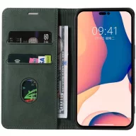   OnePlus 9RT 5G, Oldalra nyíló tok, stand, kártyatartóval, kézpánttal, Wooze Business Plus, sötétzöld
