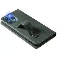   OnePlus 9RT 5G, Oldalra nyíló tok, stand, kártyatartóval, kézpánttal, Wooze Business Plus, sötétzöld