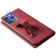  Oppo A17, Oldalra nyíló tok, stand, kártyatartóval, kézpánttal, Wooze Business Plus, piros