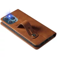   Oppo A54 4G, Oldalra nyíló tok, stand, kártyatartóval, kézpánttal, Wooze Business Plus, barna