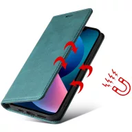  Oppo A54 4G, Oldalra nyíló tok, stand, kártyatartóval, kézpánttal, Wooze Business Plus, zöld