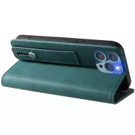   Oppo A54 4G, Oldalra nyíló tok, stand, kártyatartóval, kézpánttal, Wooze Business Plus, zöld