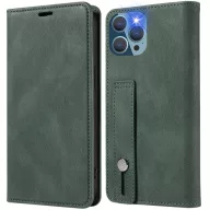   Realme 9i / Oppo A36 / A76 / A96 4G, Oldalra nyíló tok, stand, kártyatartóval, kézpánttal, Wooze Business Plus, sötétzöld