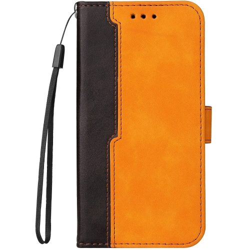 Xiaomi Redmi Note 12 5G / Poco X5 5G, Oldalra nyíló tok, stand, kártyatartóval, kézpánttal, Wooze Colour Wallet, narancssárga