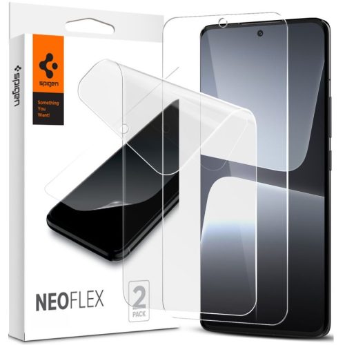 Xiaomi 13 Pro, Kijelzővédő fólia (az íves részre is!), Spigen Neo Flex, Clear Prémium, 2 db / csomag
