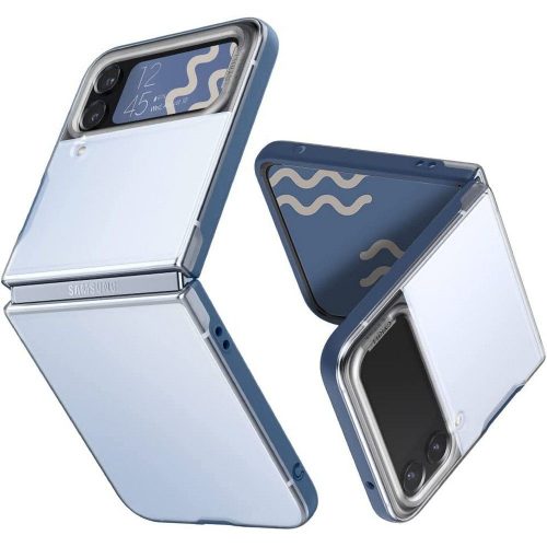 Samsung Galaxy Z Flip4 SM-F721B, Szilikon védőkeret + műanyag hátlap, közepesen ütésálló, Spigen Ciel Cyril Color Brick, áttetsző/kék
