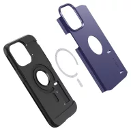   Apple iPhone 14 Pro Max, Szilikon tok + műanyag hátlap, Magsafe töltővel kompatibilis, kitámasztóval, Spigen Tough Armor Mag, lila