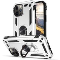   Samsung Galaxy A24 4G SM-A245F, Műanyag hátlap védőtok, közepesen ütésálló, szilikon belső, telefontartó gyűrű, Defender, ezüst