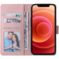   Samsung Galaxy M13 4G SM-M135F, Oldalra nyíló tok, stand, mágnes csattal, virág minta, TP Wallett Blossom Flower, fehér/színes
