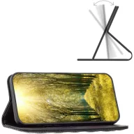   Huawei P60 / P60 Pro, Oldalra nyíló tok, stand, kártyatartóval, 3D rombusz minta, Wooze Pillow, fekete