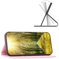   Huawei P60 / P60 Pro, Oldalra nyíló tok, stand, kártyatartóval, 3D rombusz minta, Wooze Pillow, rózsaszín