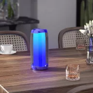   Bluetooth hordozható hangszóró, 10W, v5.0, Beépített FM rádió, TF kártyaolvasó, USB aljzat, 3.5mm, Kihangosított hívás támogatás, LED-es hangulatvilágítás, Hoco HC8 Pulsating, kék