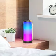   Bluetooth hordozható hangszóró, 10W, v5.0, Beépített FM rádió, TF kártyaolvasó, USB aljzat, 3.5mm, Kihangosított hívás támogatás, LED-es hangulatvilágítás, Hoco HC8 Pulsating, kék