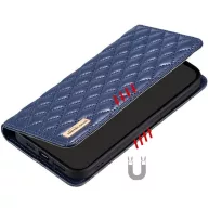   Huawei Mate 50 Pro, Oldalra nyíló tok, stand, kártyatartóval, 3D rombusz minta, Wooze Pillow, kék