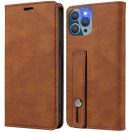 Huawei Mate 50 Pro, Oldalra nyíló tok, stand, kártyatartóval, kézpánttal, Wooze Business Plus, barna