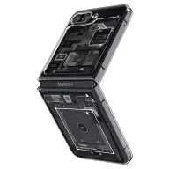   Samsung Galaxy Z Flip5 SM-F731B, Műanyag hátlap védőtok + szilikon keret, Telefon belső minta, Spigen Airskin Zero One, átlátszó/füst