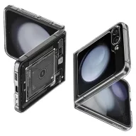   Samsung Galaxy Z Flip5 SM-F731B, Műanyag hátlap védőtok + szilikon keret, Telefon belső minta, Spigen Airskin Zero One, átlátszó/füst