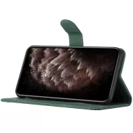   Apple iPhone 15 Pro Max, Oldalra nyíló tok, stand, kártyatartóval, kézpánttal, Wooze Illusion, zöld