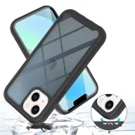   Apple iPhone 15 Pro Max, Szilikon hátlap és műanyag előlapi tok, elő- és hátlapi üveggel, közepsen ütésálló, Wooze Power Case, fekete