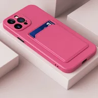   Apple iPhone 15 Pro Max, Szilikon tok, kártyatartóval, Wooze Card Slot, magenta