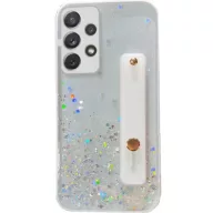   Apple iPhone 15 Pro, Szilikon tok, közepesen ütésálló, kézpánttal, színátmenetes, csillogó minta, Wooze Strap Star, mintás/fehér