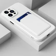   Apple iPhone 15 Plus, Szilikon tok, kártyatartóval, Wooze Card Slot, fehér
