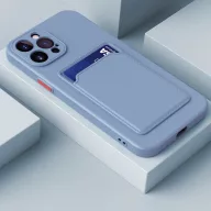   Apple iPhone 15 Plus, Szilikon tok, kártyatartóval, Wooze Card Slot, leander-szürke