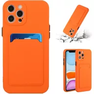   Apple iPhone 15 Plus, Szilikon tok, kártyatartóval, Wooze Card Slot, narancssárga