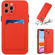   Apple iPhone 15 Plus, Szilikon tok, kártyatartóval, Wooze Card Slot, piros