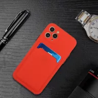   Apple iPhone 15 Plus, Szilikon tok, kártyatartóval, Wooze Card Slot, piros