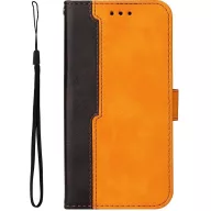   Apple iPhone 15, Oldalra nyíló tok, stand, kártyatartóval, kézpánttal, Wooze Colour Wallet, narancssárga