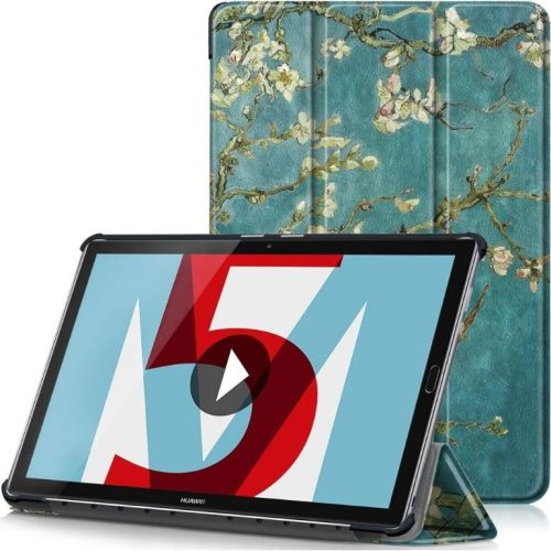 Samsung Galaxy Tab S9 Ultra 14.6 / Tab S10 Ultra 14.6 SM-X910 / X916B / X920 / X926B, mappa tok, virág minta, Trifold, zöld/színes