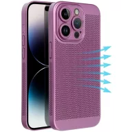   Apple iPhone 15 Pro Max, Műanyag hátlap védőtok, légáteresztő, lyukacsos minta, Breezy, lila