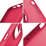   Apple iPhone 15 Plus, Szilikon tok, közepesen ütésálló, fémhatású kamera keret, Frame Case, magenta