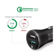   Spigen Essential F27QC Quick Charge 3.0 autós szivargyújtó töltő adapter, 2xUSB, fekete