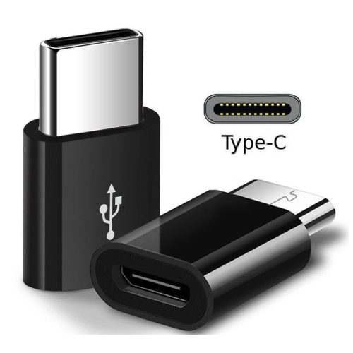 Adapter, USB Type-C - microUSB átalakító, Forever, fekete