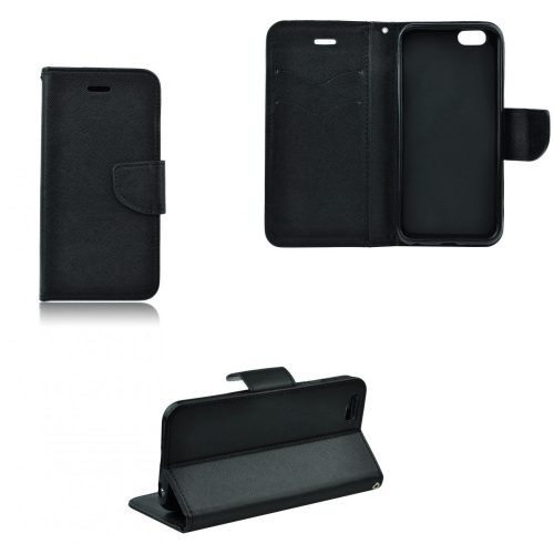 Apple iPhone 5 / 5S / SE, Oldalra nyíló tok, stand, Fancy Book, fekete