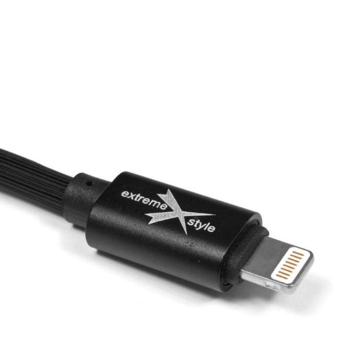 USB töltő- és adatkábel, Lightning, 100 cm, Extreme, fekete