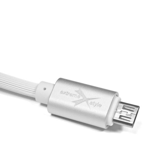USB töltő- és adatkábel, microUSB, 100 cm, Extreme, fehér