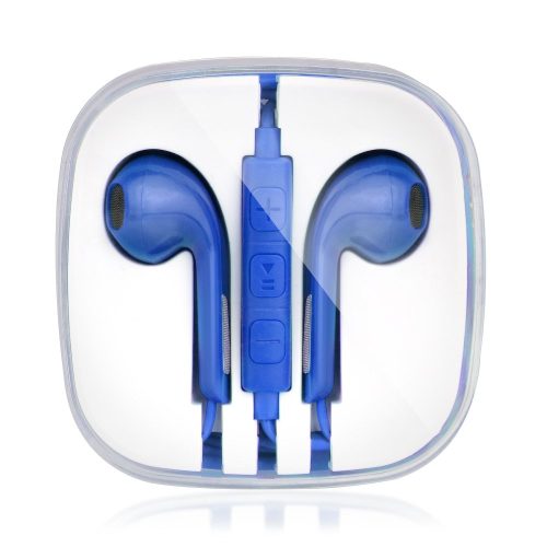 Vezetékes sztereó fülhallgató, Androidos készülékekhez, 3.5 mm, felvevőgombos, dobozos, kék